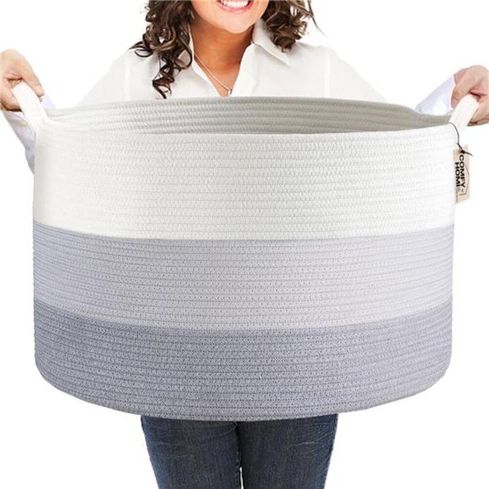 XXXL Large Laundry Basket, Cotton Rope Nursery Woven Basket for Storage